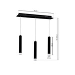 Carbon Black Led Pendant Lamp 3x5w Eye Catching Contemporary Cylindrical Lights With Built In Low Consumption Light Source