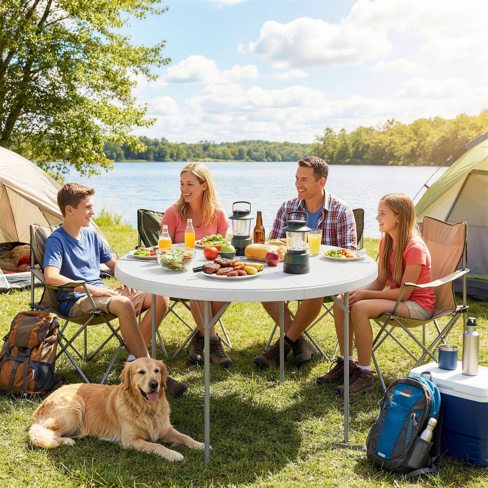 Outsunny 4ft Picnic Table Folding Heavy Duty, White