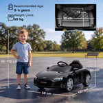 Licensed Audi R8 Spyder 12v Electric Car For Kids With Remote | Black