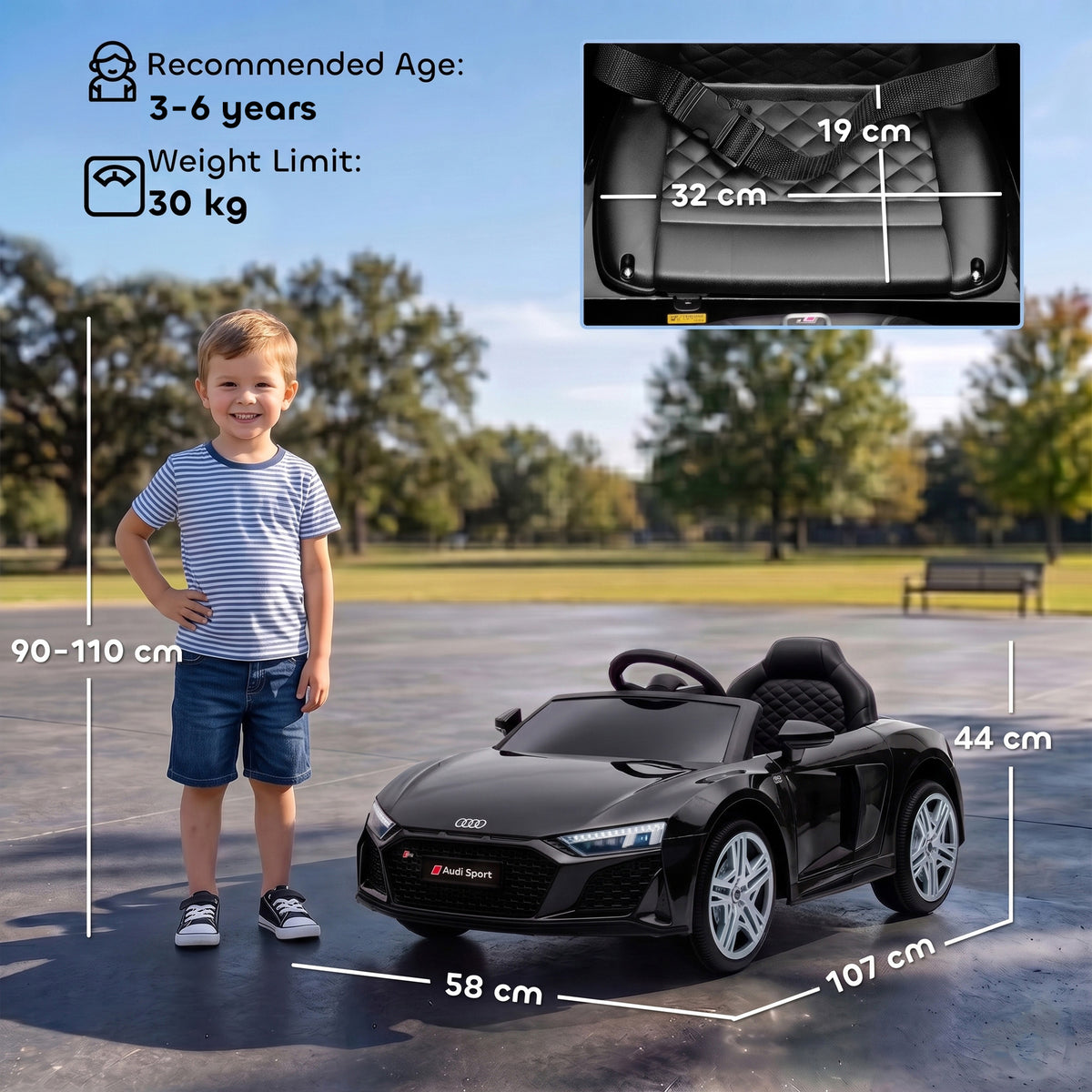 Licensed Audi R8 Spyder 12v Electric Car For Kids With Remote | Black
