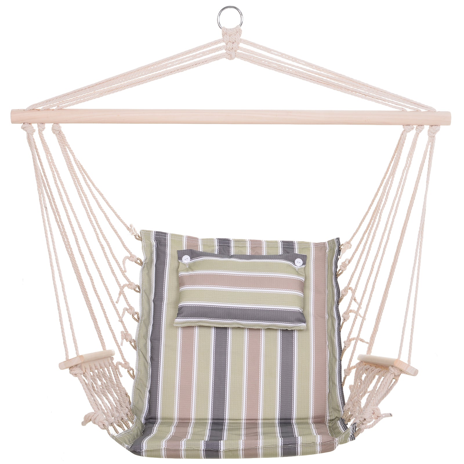 Garden Hanging Hammoc Thick Rope Frame Wooden Arms Safe | Multi Colour