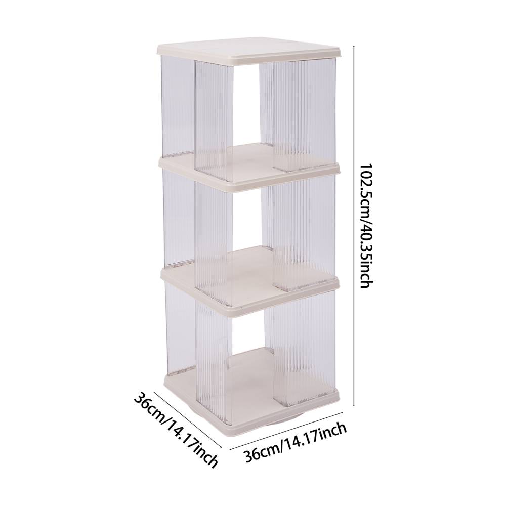 3-tier Plastic Square Rotating Bookshelf