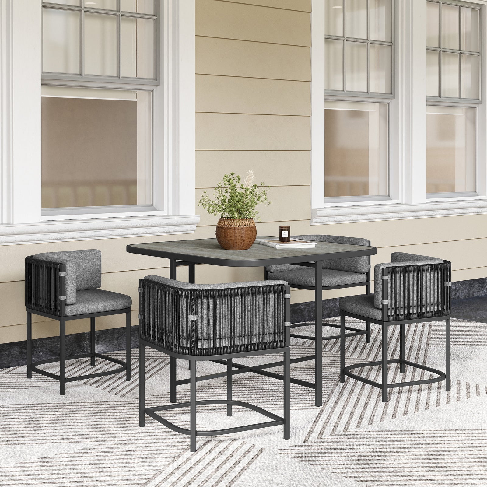 4 Seater Rattan Cube Garden Set With Cushions
