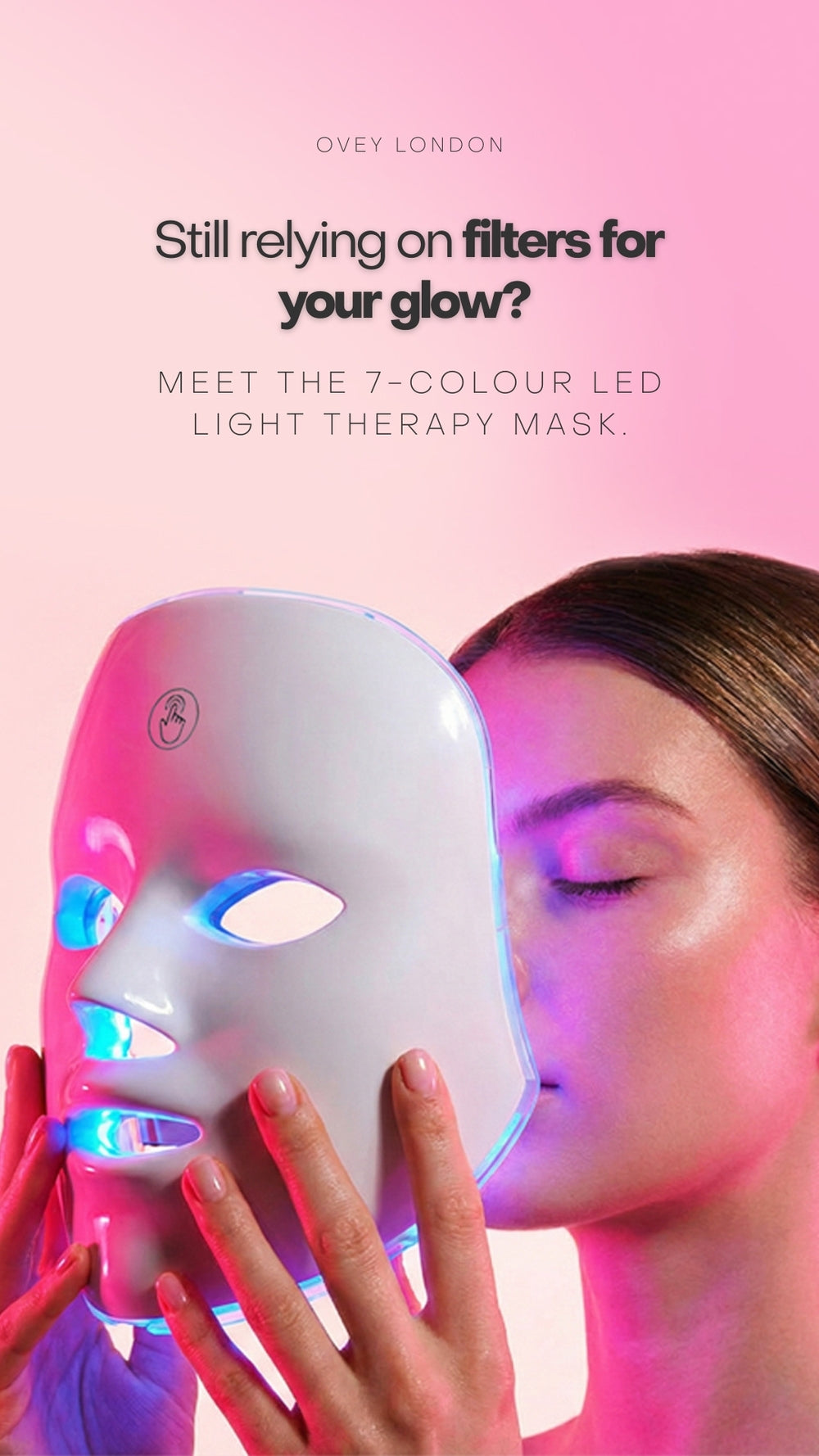Ovey London LED Facial Beauty Mask 7 Color Light Therapy For Skin Wellness, Calming Support, And Radiance Enhancement