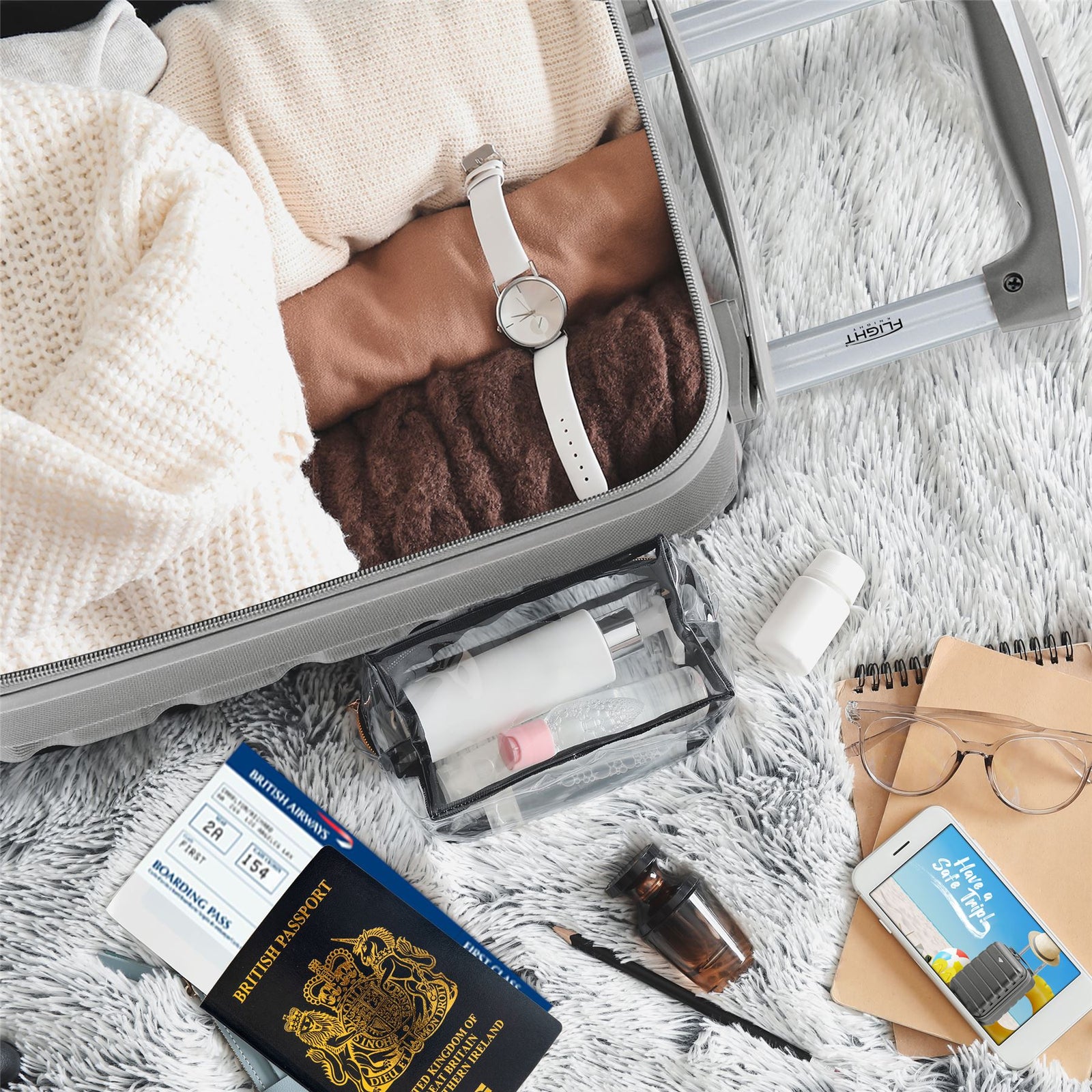 40x20x25cm Cabin Carry-on Suitcase - Lightweight, Durable, 4-wheel Luggage - 100+ Airlines Approved | Cabin | Charcoal