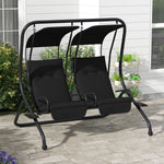 Outsunny Canopy Swing 2 Separate Relax Chairs W/ Handrails, Cup Holders