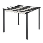 3m X 3m Aluminium Outdoor Retractable Pergola,pa-coated Polyester Canopy,flat Roof Sunshade Canopy For Patio Or Garden