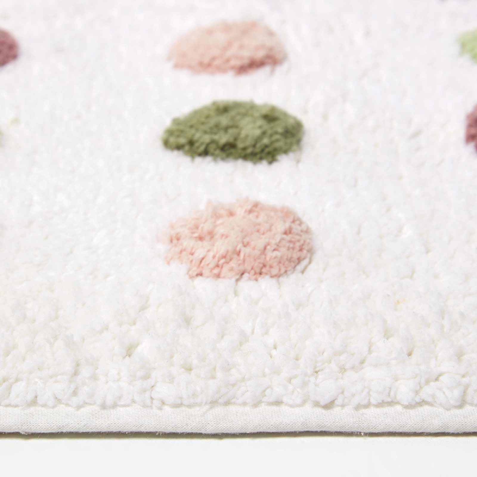 Tufted Cotton Bath Mat With Polka Dot Design | 50 x 80cm | Multi Colour