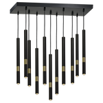 Monza Designer Black Pendant Lamp (11xg9) High Quality Hand Made From Matt Black Alloy With Luxurious Gold Detail