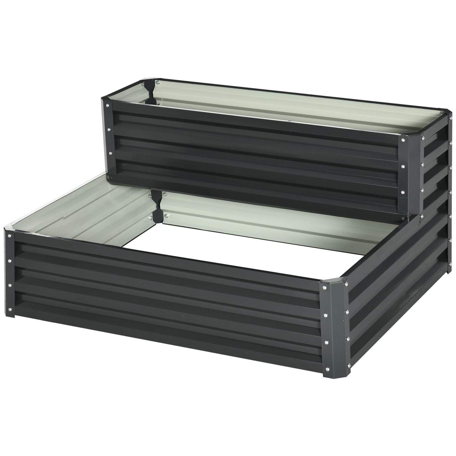 2 Tier Galvanized Raised Garden Bed Dark Grey