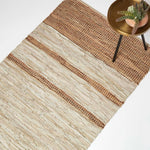 Recycled Leather Handwoven Stripe Rug | 150cm x 220cm | Brown