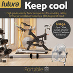 Floor Fan High Velocity Portable Chrome Fan Adjustable 3 Speed Standing Industrial Large Cooling Metal Gym Fan | 16" | Silver