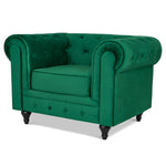Chesterfield Scroll Arm Velvet Sofa 1 Seater | Emerald