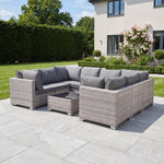 Saviano 8 Seat Modular U-shaped Rattan Corner Set | Grey