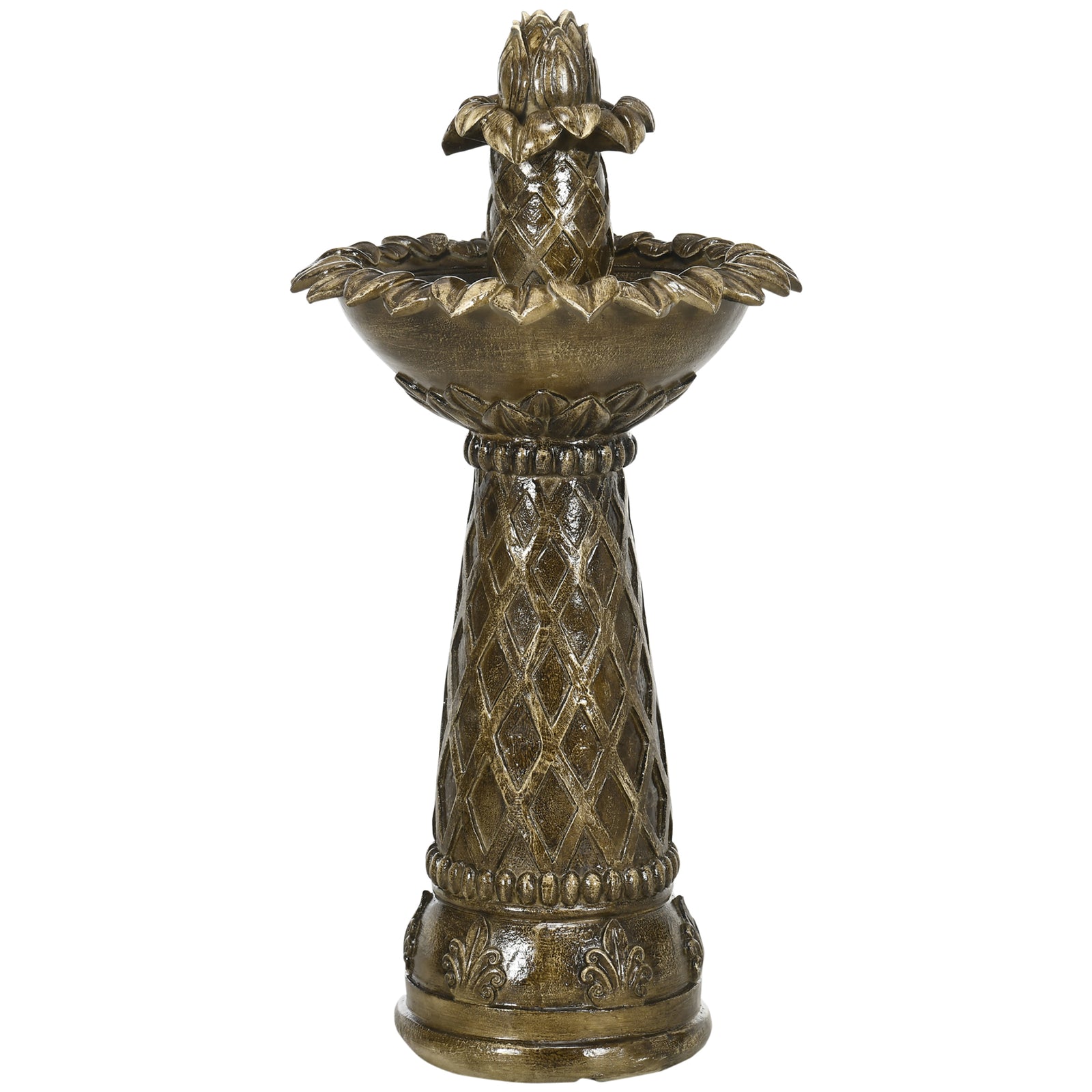 2-tier Outdoor Waterfall Fountain With Electric Pump, Brown