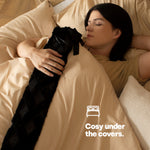 Livivo Black Lattice 2l Hot Water Bottle With Washable Cover And Pom Poms