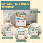 Kids Bookcase W/ 3 Tier Shelves, Drawer, For Bedroom, Nursery | White