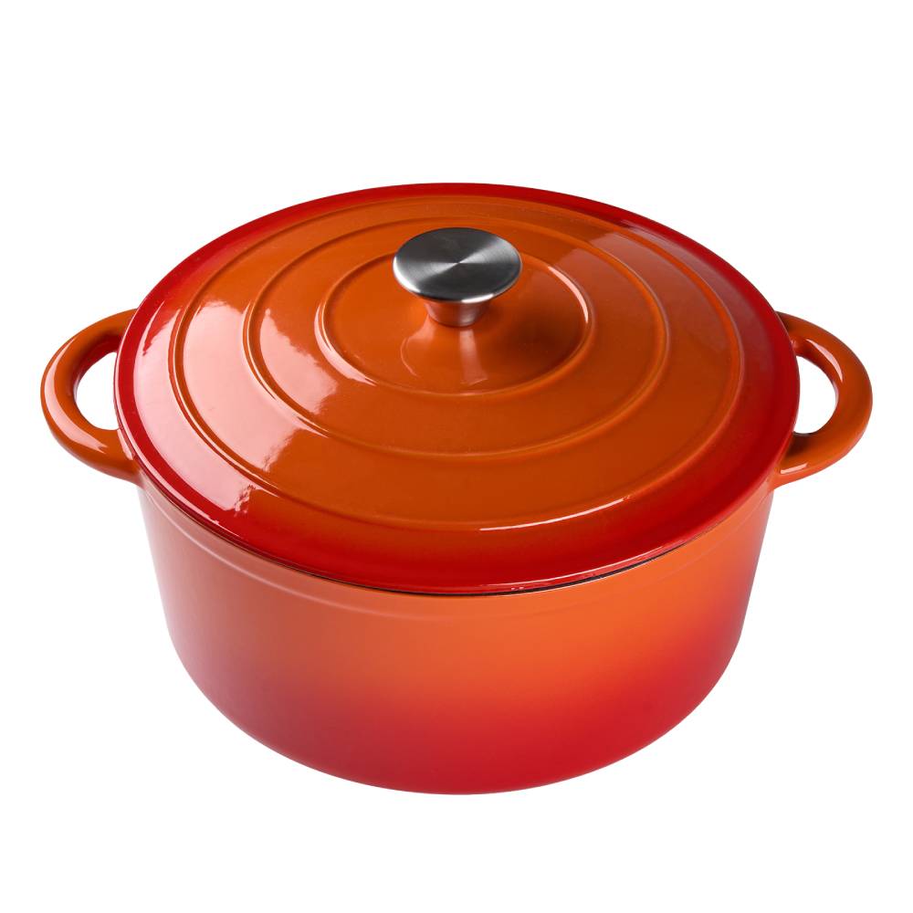 Enameled Cast Iron Dutch Oven With Lid, Heavy-duty Round Casserole Pot, Oven Safe Up To 500°f | 5l | Orange