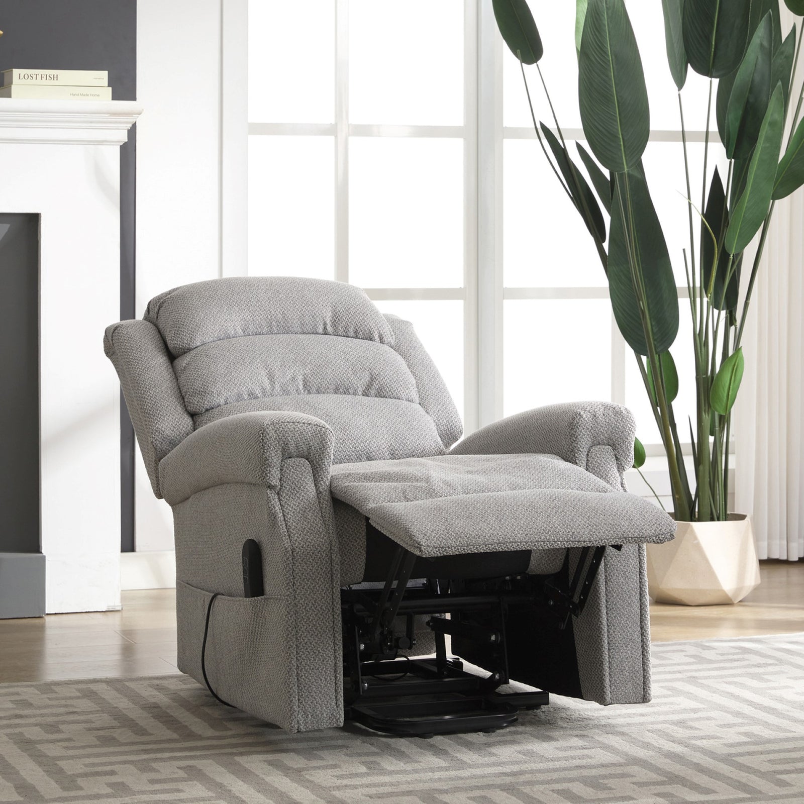 Eltham Dual Motor Electric Lift Assist Recliner With Massage And Heat | Grey