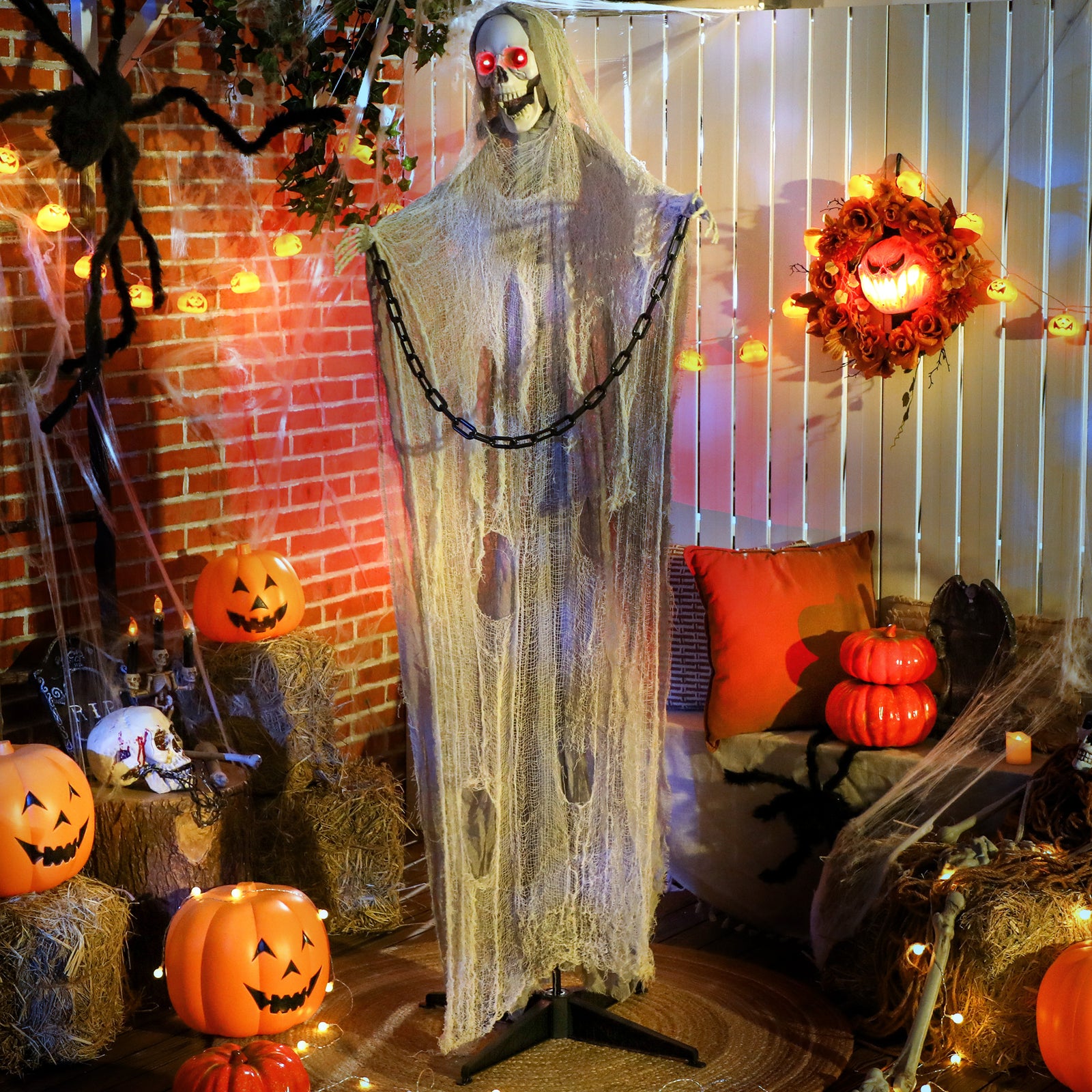 183 Cm Life Size Scary Halloween Decorations, Battery Operated