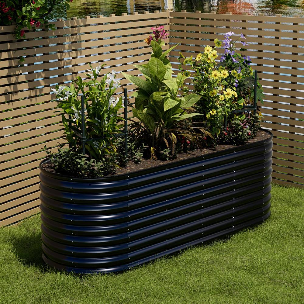 Raised Garden Boxes Oval-shaped Galvanized Steel Raised Garden Bed | Medium | Anthracite