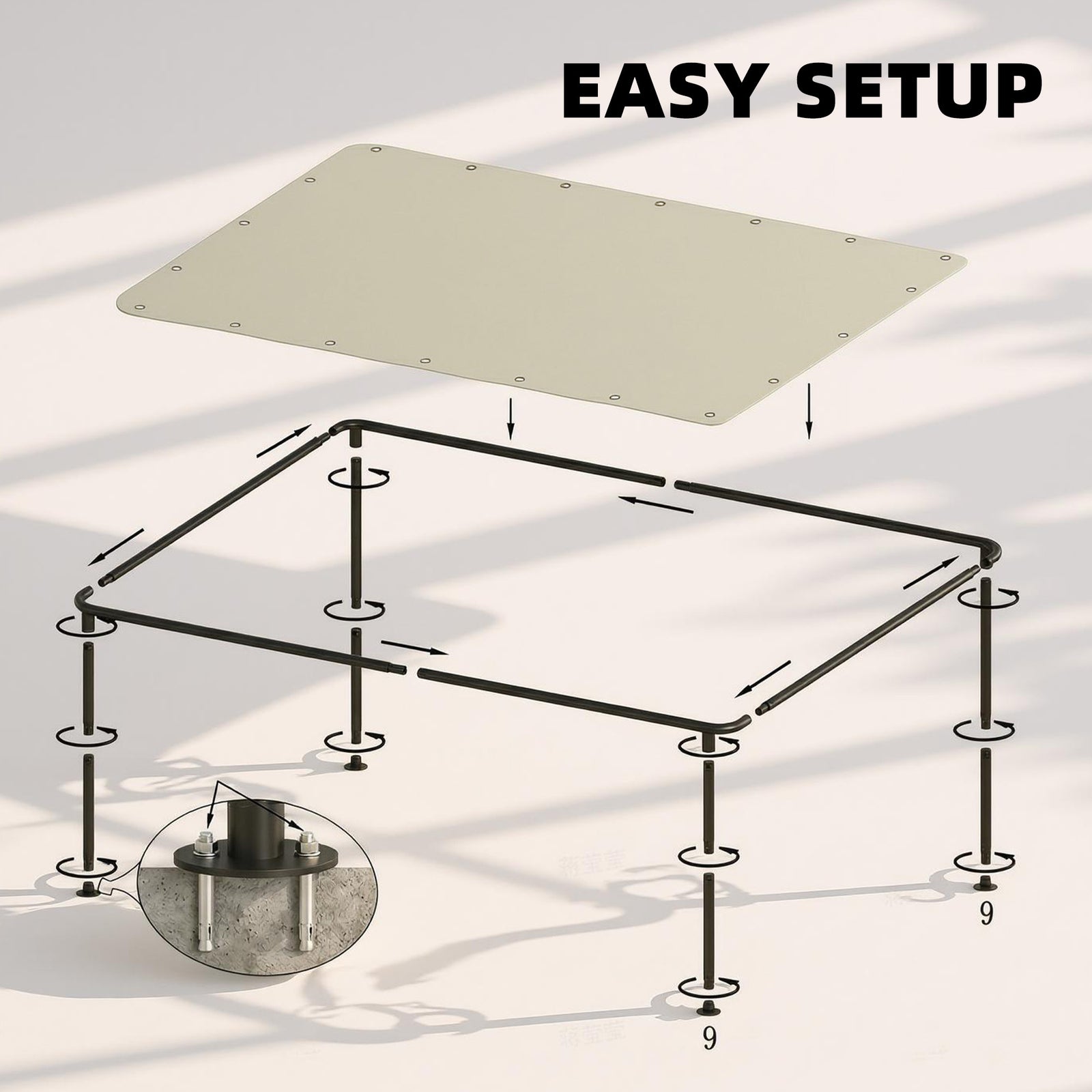 3 X 2 M Lean To Garden Pergola, Metal Frame Gazebo Pergola | Cream