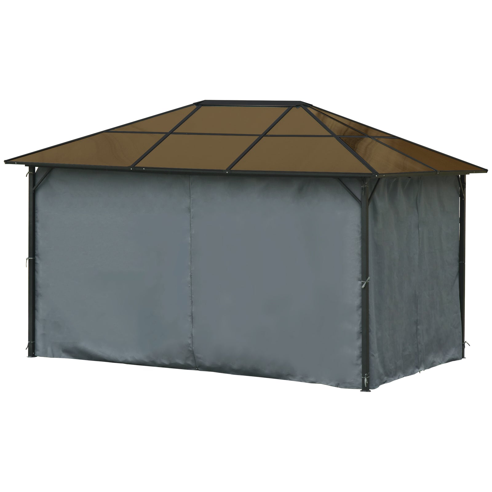 Pc Hardtop Gazebo With Aluminium Frame And Curtains | Medium | Gray