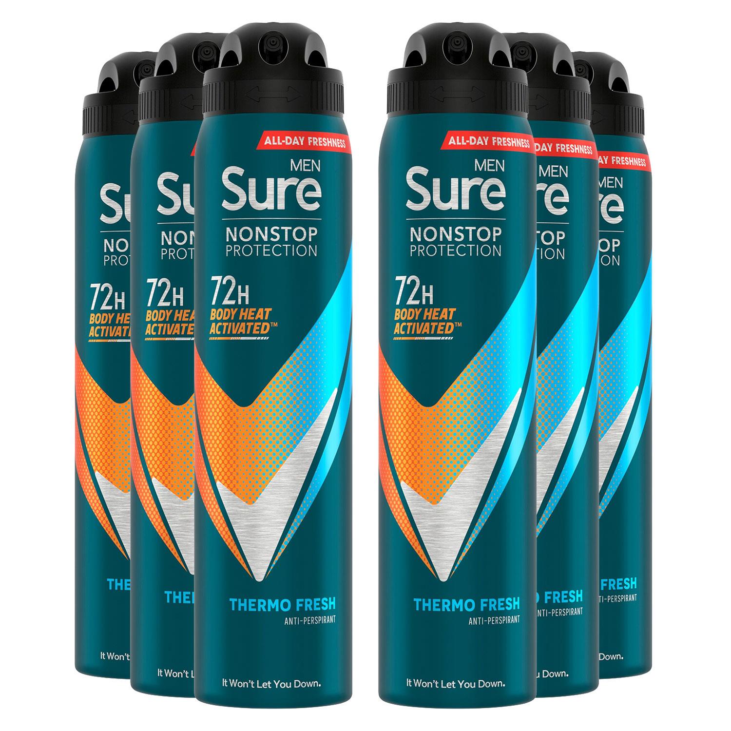 Men Anti-perspirant 72h Nonstop Protection Thermo Fresh Deodorant, 6pk, 250ml | 6
