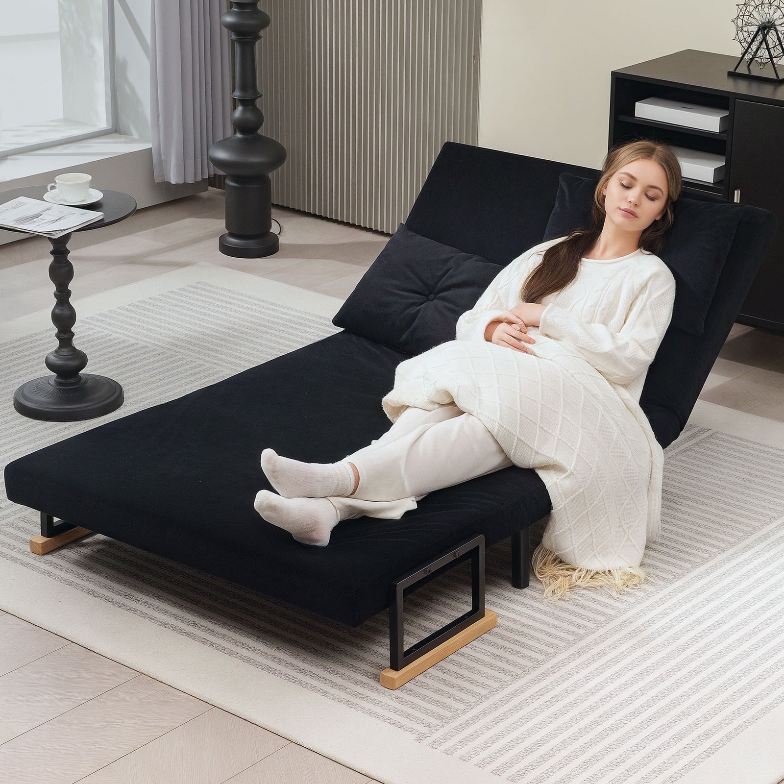 Click Clack 2 Seater Sofa Bed For Living Room, Guest Room | Black