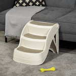 Foldable Pet Stairs 3 Steps With Non-slip Mats For Small Dogs | Cream
