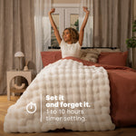 Electric Heated Blanket With Faux Rabbit Fur And Auto Shut Off Cream