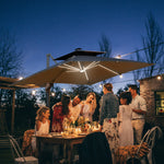 3m Cantilever Parasol W/ Solar Led, Crank, Cross Base