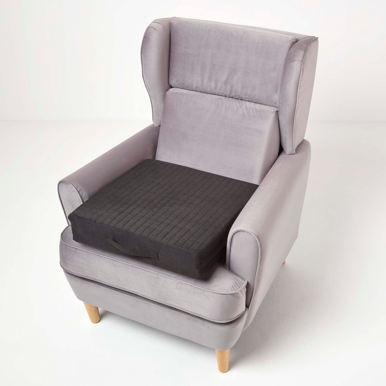 Quilted Polyester Armchair Booster Cushion Cover | 50cm x 50cm | Black