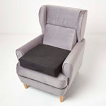 Faux Suede Orthopaedic Foam Armchair Booster Cushion | 50cm x 50cm | Black