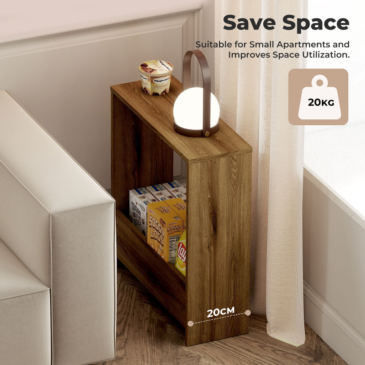 Levede Side Table Slim End Table Sofa Accent Table Magazine Storage Shelf