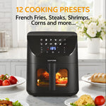 8l Digital Air Fryer With 12 Preset Menus, 1700w Rapid Hot Air Circulation, Viewing Window, Quiet Operation, Non-stick Basket, And Overheat Protection