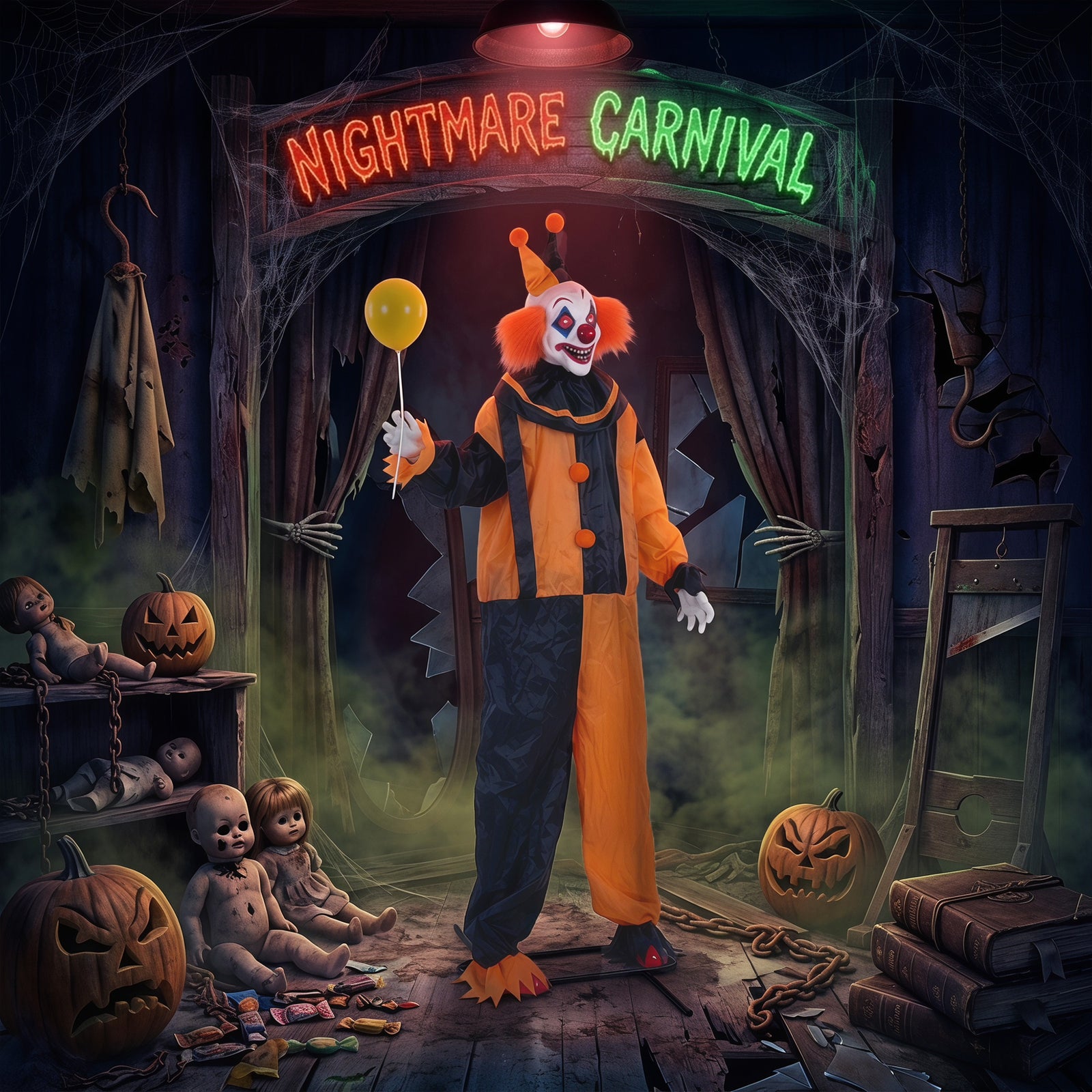 HOMCOM 190 Cm Life Size Animated Clown Halloween Decorations Outdoor Indoor