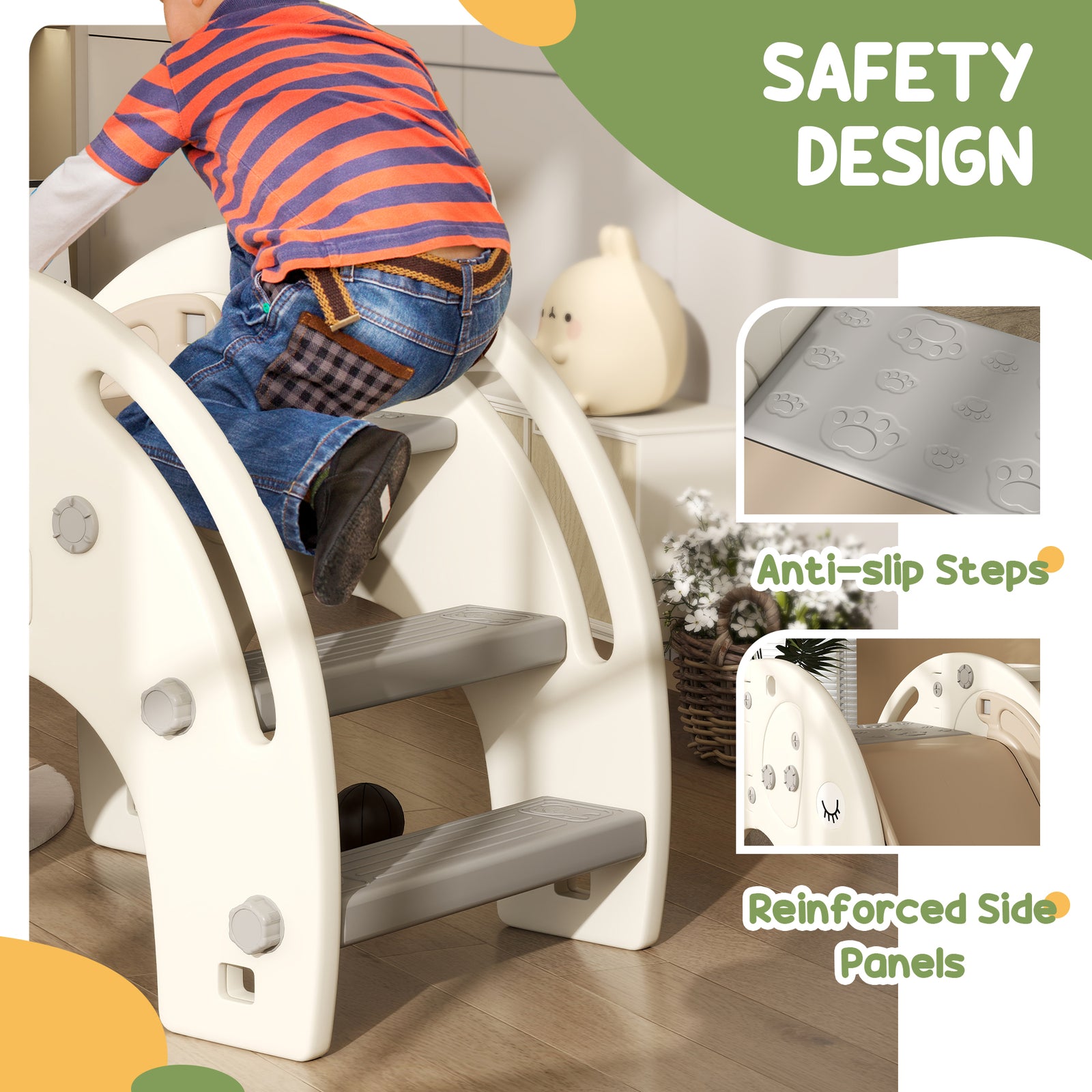 3 In 1 Kids Slide For 1-3 Years, Elephant-themed Indoor Slide