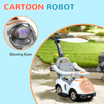 3 In 1 Ride On Push Car, Cartoon Robot Foot To Floor Slider | White