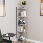 Modern 5-tier Corner Bookshelf Shelf Unit | Grey