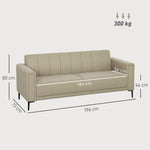 3 Seater Sofa, Modern Fabric Couch With Channel Tufted | Brown