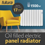 Electric Panel Heater Oil Filled Radiator Day Timer Wall Mounted Low Energy Retention Digital Thermostat Convector | 1500w | White