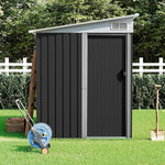 5x7ft Metal Storage Shed With Built-in Metal Shelves, Ventilation, And Sliding Door