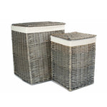 Antique Wash Wicker Square Laundry Basket With White Lining | Small | White