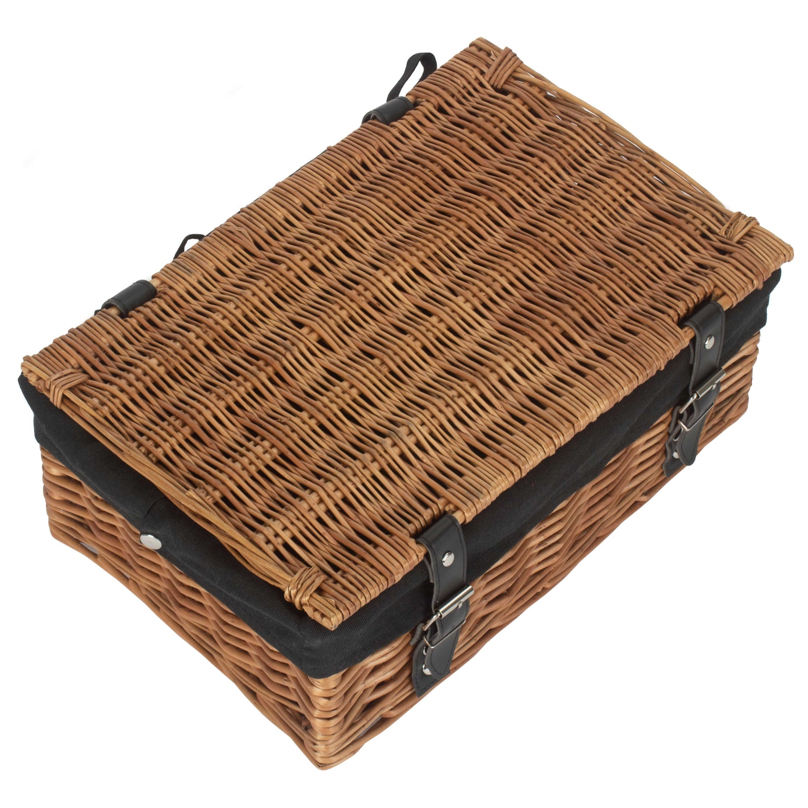 Wicker Double Steamed 35cm Empty Hamper Basket | Black