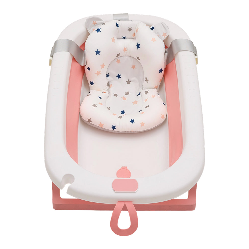 Collapsible Baby Bathtub With Soft Support Cushion | Pink