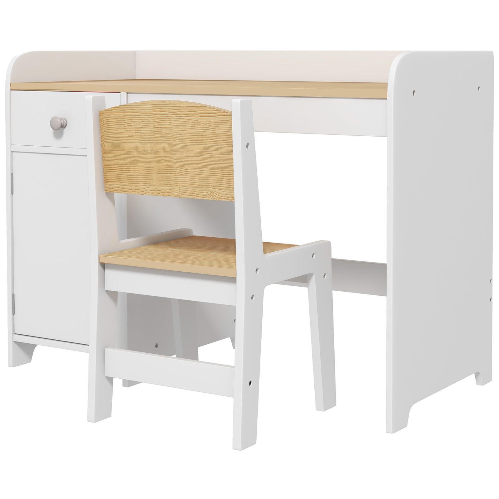 Kids Desk And Chair Set For 3-6 Year Old With Storage Drawer, White