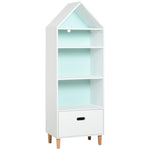 142x50cm Child's Rocket Bookshelf W/ 3 Shelves Drawer Wood Legs White