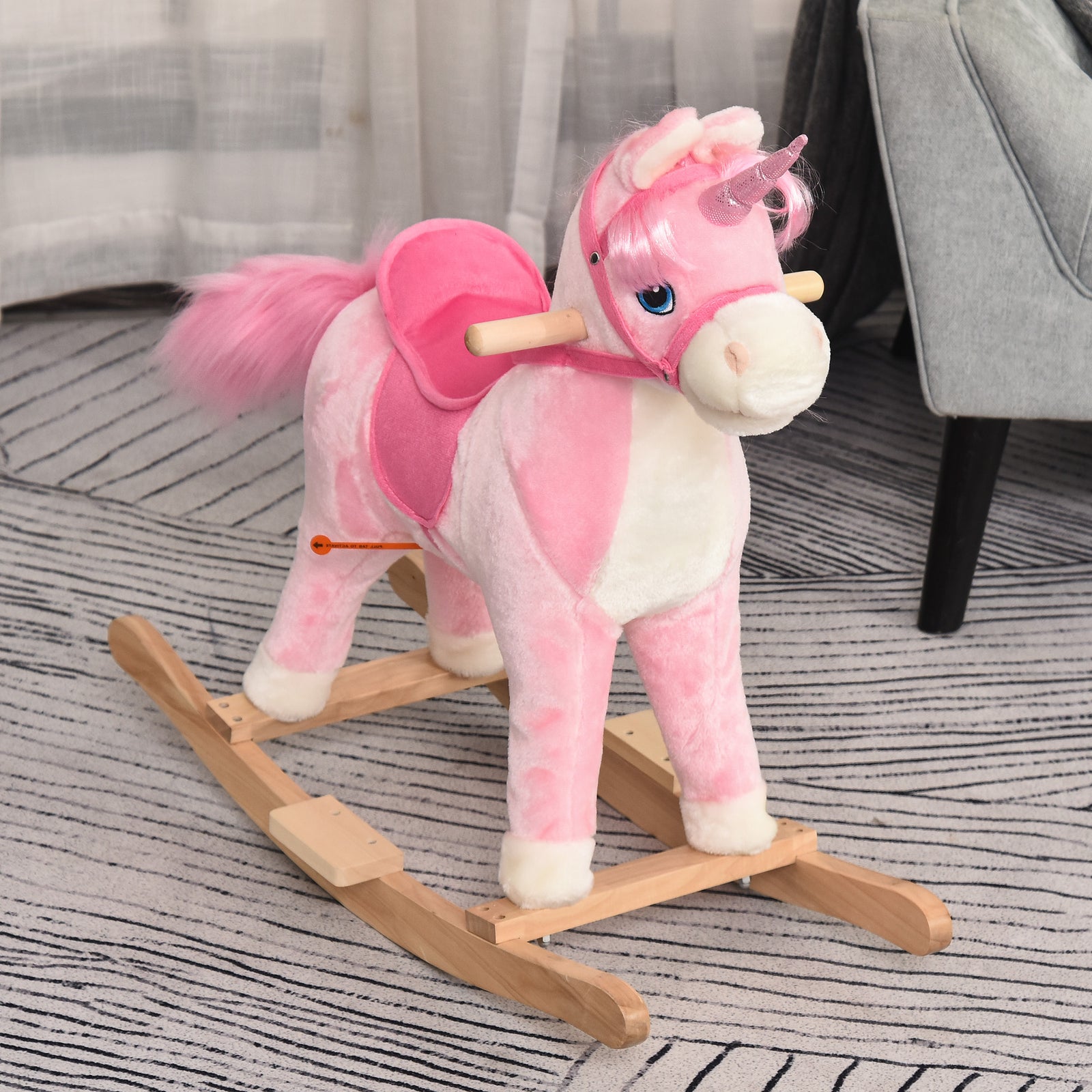 Kids Rocking Unicorn Ride-on Horse Moving Mouth Tail Sounds 36-72 Mnths