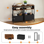 Levede Slim Side Table With Charging Station Storage Narrow End Table Sofa Living Room
